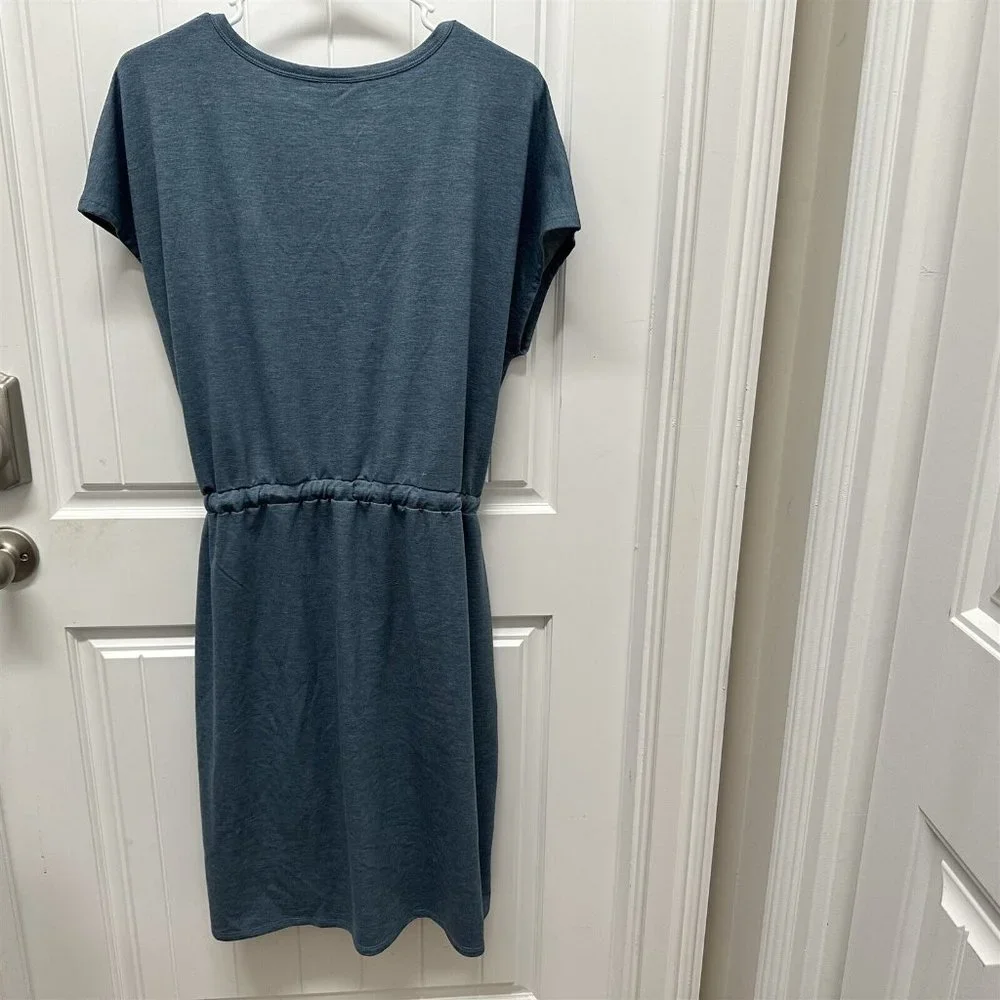 32 Degrees Cool Dress Women Large Blue Pockets Above Knee V Neck Drawstring - Picture 6 of 6